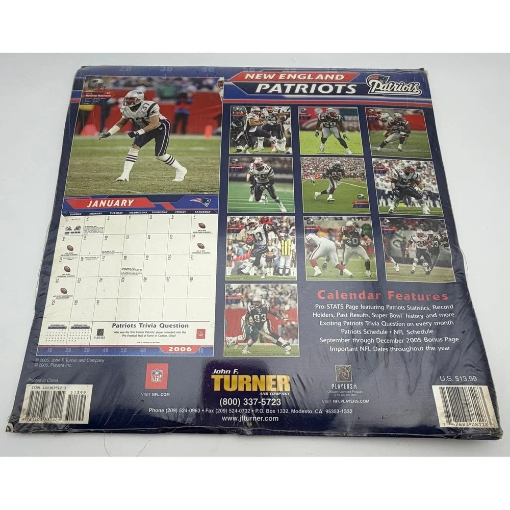 New England Patriots 2006 Team Calendar Tom Brady John F Turner NFL Sealed K110